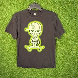 Tony Hawk youth XL Graphic T-Shirt Skateboard‎ Skeleton Skateboarding Black Tee